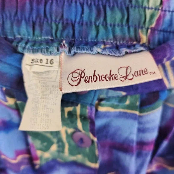 Vintage 90s Penbrooke Lane Geometric Plus Size Midi Skirt Womens Purple sz 16 - Picture 3 of 5